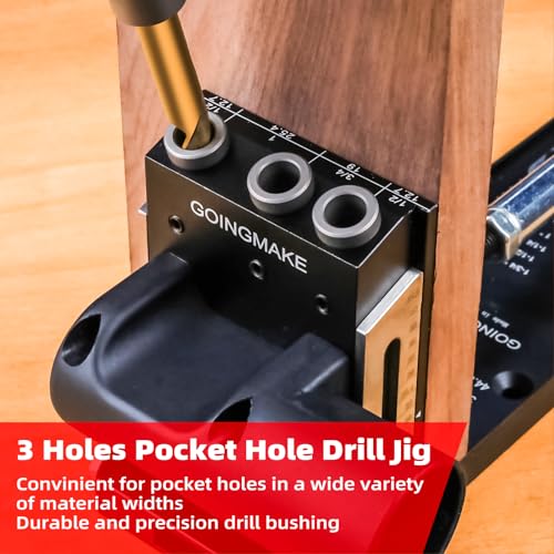 GOINGMAKE All Metal Pocket Hole Jig Kit,Pocket Hole Screw Jig System
