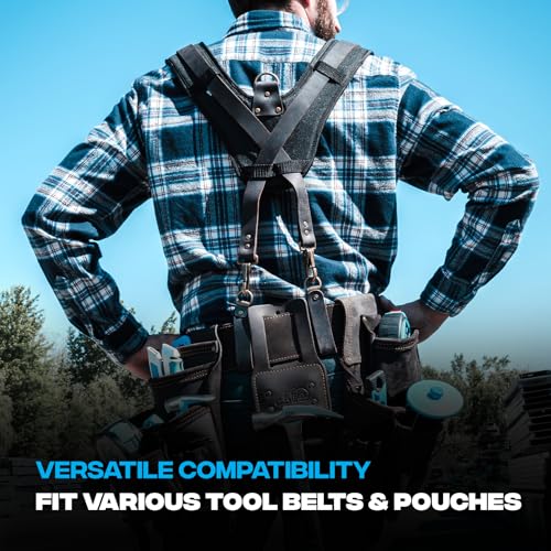 OX Tools Pro Oil Tanned Leather Tool Belt Suspenders for Men - Heavy Duty & Padded Support w/Adjustable Chest Strap OX-P263501 - Tirantes Para Bolsas de Construccion - color: Suspenders