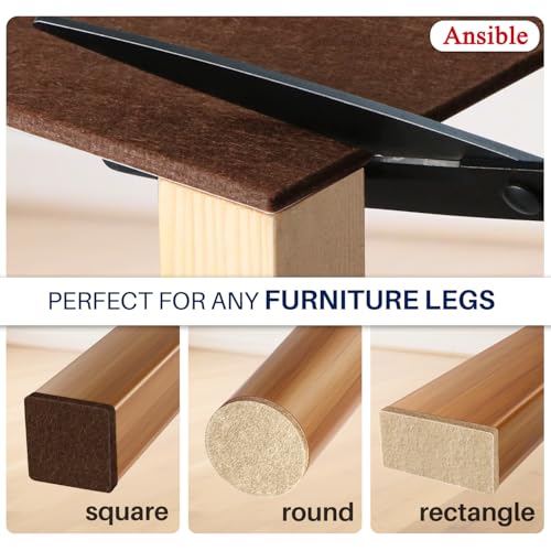 Ansible 145 PCS Felt Furniture Pads for Hardwood Floors - size: 145 PCS Brown & Beige