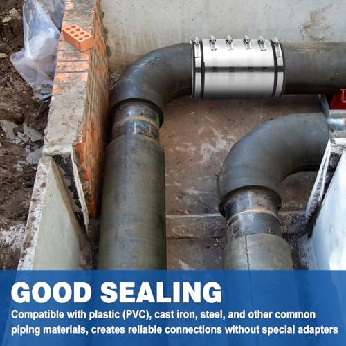 Kingdder 1 Pcs 4 Inch XL Shielded Flexible Coupling, Below-Ground Pipe Connector for PVC, Cast Iron, Steel Pipes, DWV Sewer Drain, Fits OD 4.10-4.65 in - size: 4 Inch