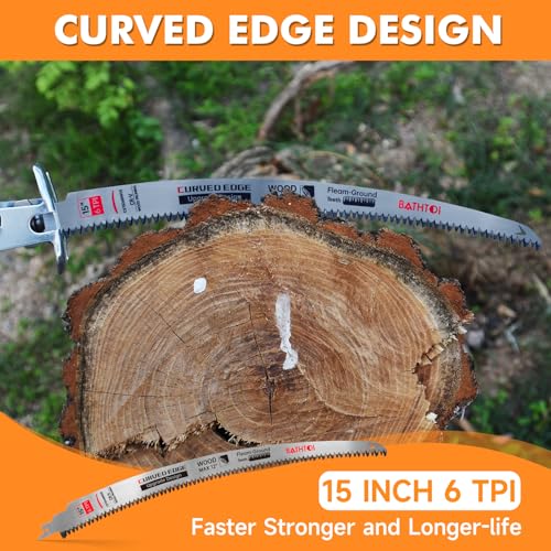5 Pack 15 Inch 6 Tpi Curved Edge Reciprocating Saw Blades for Tree Pruning