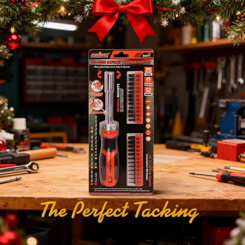 HORUSDY 25-Piece Security Torx Screwdriver Bit Set | T5-T40 Torx Bit Set 1/4 inch Ratcheting Magnetic Bit Driver | 12Pcs T-Drive Bits and 12Pcs Common Bit - style: Torx Bit Set