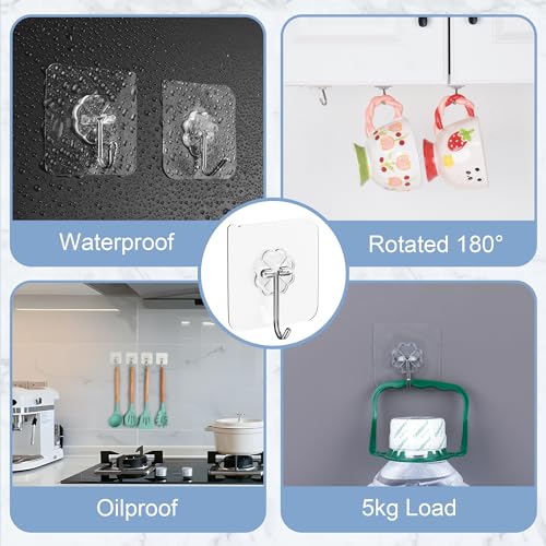 30 Pack Adhesive Wall Hooks for Hanging Heavy Duty Hooks 33lbs Ninth Five