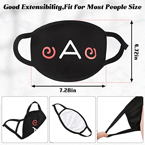 Zhanmai 10 Pieces Kawaii Mask Anime Face Mouth Mask Cute Mouth Covering Reusable Washable Mouth Mask, Black and White