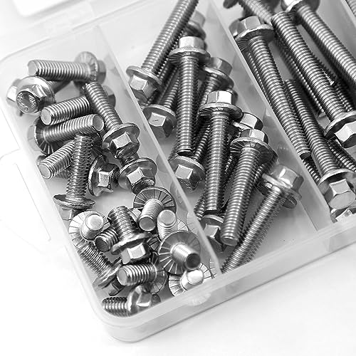 112PCS M6 Stainless Steel 304 Flanged Hex Head Bolts and Nuts kit 10mm 20mm 30mm 40mm 50mm - color: 112PCS M6 Bolts and Nuts Kit