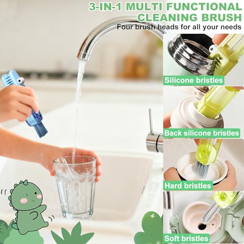 6 PCS Cup Lid Gap Cleaning Brush, Portable Water Bottle Brush, Multifunctional Bottle Cleaner Brush Set for Tight Spaces, Bottle Gaps, Straws, Tumblers, Travel Mug Caps - color: Blue, Orange, Green(6pcs)