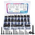 550Pcs 304 Stainless Steel Black Wood Screws Assortment Kit, Phillips Pan Head Sheet Metal Screw Self Tapping Screws Set, #4#6#8#10#12 Wood Assorted Screws (Black-Pan Head 550PCS) - style: Black-Pan Head 550PCS