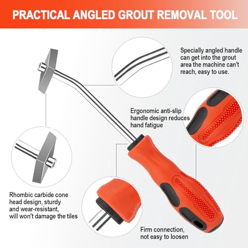 Grout Removal Tool with 3 Replacement Carbide Tip, Grout Remover