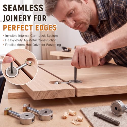 Shimeyao 8 Pcs Countertop Connector Bolts, Miter Bolt Kit with Hex Wrench