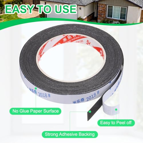 PATIKIL 5Roll Sponge Rubber Foam Tape, 5/8" W x 1/32" t x 16.4ft l Self-Adhesive Foam Insulation Tape Weather Stripping for Window Door Soundproofing Weatherstrip AC Seal Strip, Black - size: 5/8" x 1/32" x 16.4ft