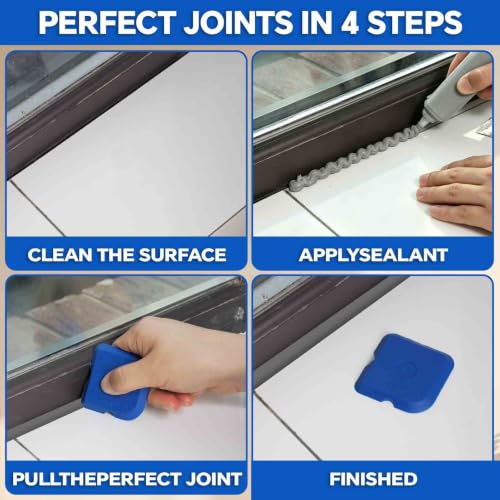 5Pcs Silicone Caulking Tools Compatible with Sealant Grout Finishing Sealing Blue Caulk Tool Kit