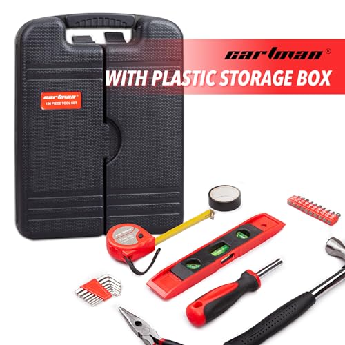 CARTMAN 136-Piece Household Tool Set, Home Repair Kit With Storage Case Box - style: 136 PC