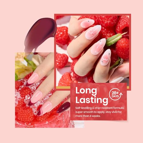Beetles Gel Polish Set, 6 Pcs Burgundy Red Purple Brown Nail Gel Polish Kit - color: A - Creme | Raspberry Sorbet