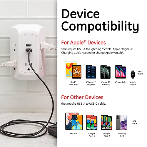 GE 5-Outlet 2-USB Surge Protector Outlet Adapter, 560 Joules - style: 5 Outlet | USB