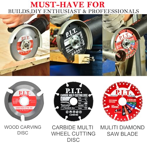 P.I.T. 4 1/2 Inch Multi-Material Cut Off Wheel for Angle Grinder,3-in-1 Set