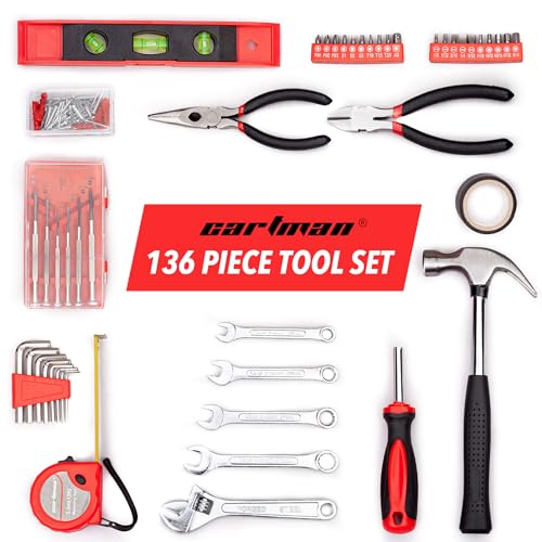 CARTMAN 136-Piece Household Tool Set, Home Repair Kit With Storage Case Box - style: 136 PC