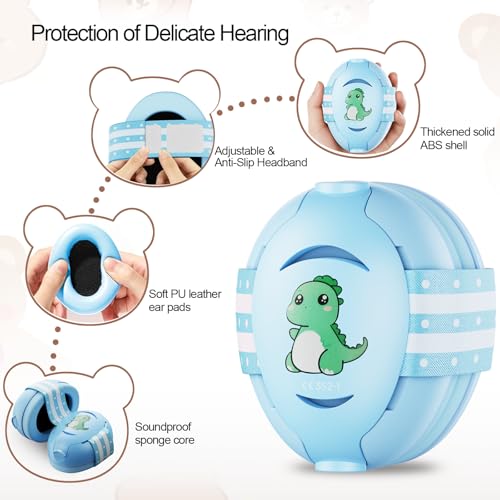 Floriogra Baby Headphones for Noise - Baby Ear Protection for Babies and Toddlers up to 36 Months - Babies Noise Cancelling Headphones - Infant Ear Protection Earmuffs Against Hearing Damage - color: Blue