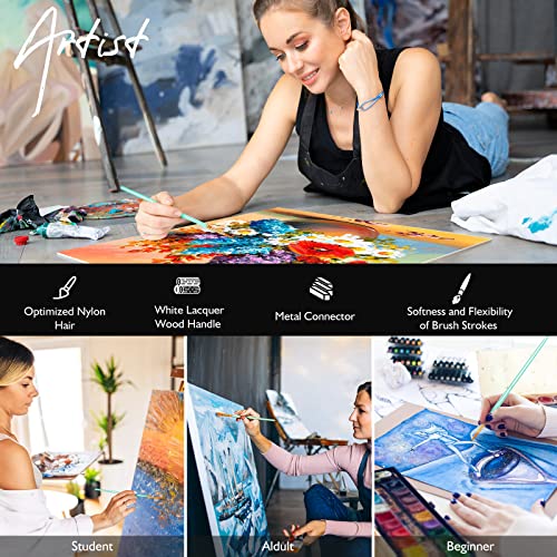 Artstorys Paint Brushes Set, 30 Pcs Acrylic Oil Watercolor Painting Brushes - color: Green,nickel
