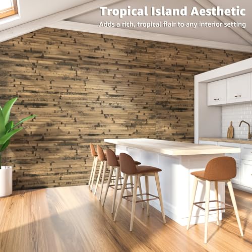 Art3d 48 x 96 in Pole Wrap Natural Bamboo Wall Panel, 2-Pack, Dark Burned - color: Dark Burned, size: 2-48 inches x 96 inches
