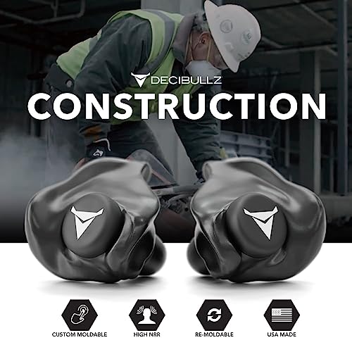 Decibullz Custom Molded Ear Plugs, 31dB NRR Shooting Ear Protection (Black) - color: Black