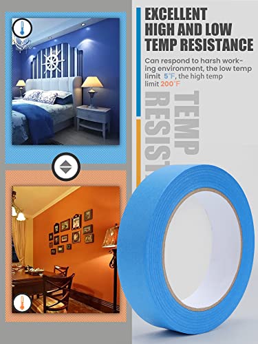 Lichamp Blue Painters Tape Bulk, 10 Pack 0.95 inch | By 55 Yards Paper Washy-Tape Blue Masking Tape for Wall Painting and Crafts