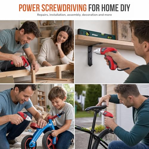 Hi-Spec 4V USB Electric Screwdriver Tool Kit for Home Repairs, Red - color: Red