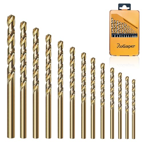 13Pcs Cobalt Drill Bit Set, M35 HSS Jobber Length Drill Bit for Hardened Metal, Cast Iron, Stainless Steel, Plastic, and Wood, 1/16" - 1/4" - style: 13PCS