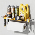 SUNTECH Garage Paper Towel Holder with Shelf & 2 Hooks Wall Mount, Yellow - color: Yellow, size: 12.8-inch