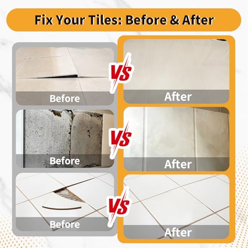 Heavy Duty Tile Adhesive & Repair Glue (10.5oz) – Strong Bonding Kit for Loose Ceramic, Porcelain & Stone – Instant Fix for Hollow Floors & Walls – Easy Squeeze, No-Mess Application