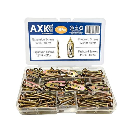 Self Drilling Drywall Anchor Kit 160PCS - Carbon Steel Zinc Plated Expansion Anchors with Self Tapping Screws AXK - size: 160PCS--2 Sizes Kit