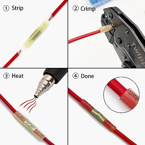 220Pcs Butt Terminal Connector Electrical Heat Shrink Wire Connector - size: 220pcs-butt connector