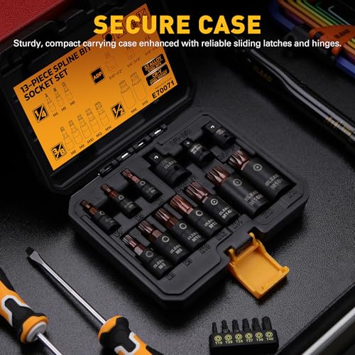 13-Piece XZN Triple Square Spline Bit Impact Socket Set - Premium S2 Steel European Style M4 - M18 with Socket Adapters, 1/4”, 3/8” and 1/2” Drive | Professional Mechanic Garage Tools - style: XZN Triple Square Spline