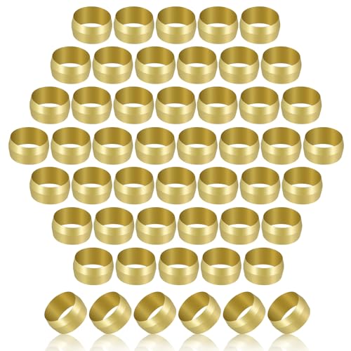 MuHize 1/2 Inch Brass Compression Ferrule Sleeve, 50PCS - color: 50 pcs, size: 1/2 Inch