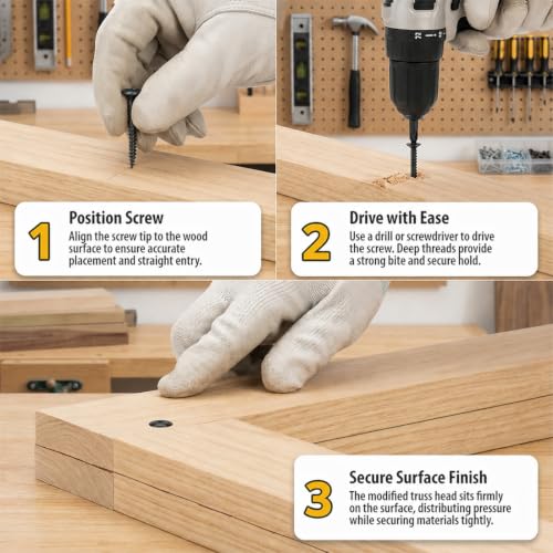 BCP Fasteners #8 x 1 Black Modified Truss Head Wood Screws, 100 Pack