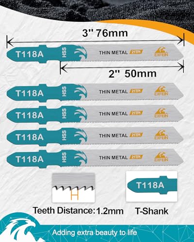 50pcs Jigsaw Blades T118A for Metal - Straight Cut, 21TPI T-Shank Jigsaw Blades - size: T118A