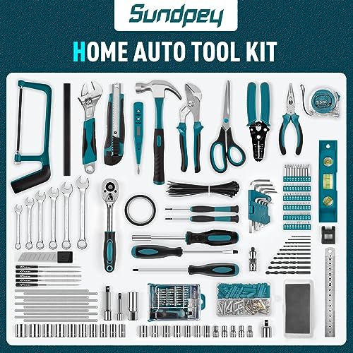 Sundpey 379 Pcs Portable Complete Home and Auto Tool Kit with Drawer Blue - color: Blue