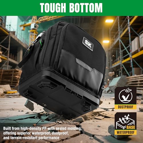 SK 15-Inch Tool Bag, Heavy Duty 1680D Tool Bag Organizer with 24 Pockets