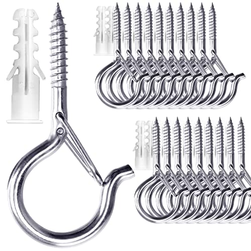 PlusRoc 20 Pack Screw Hooks for Hanging Outdoor Lights(Stainless Steel) - color: Stainless Steel Silver