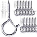 PlusRoc 20 Pack Screw Hooks for Hanging Outdoor Lights(Stainless Steel) - color: Stainless Steel Silver