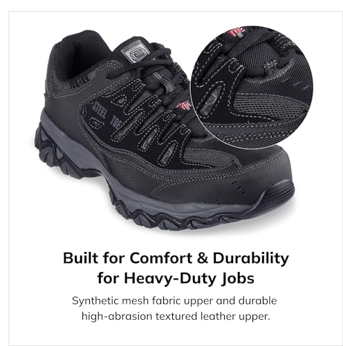 Skechers Men's Cankton Steel Toe Lace Up - color: Black/Charcoal, size: 7