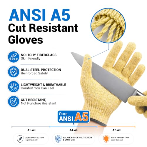 A5 Cut Resistant Gloves, Food Grade Kitchen Safety Gloves - color: Beige, size: X-Large