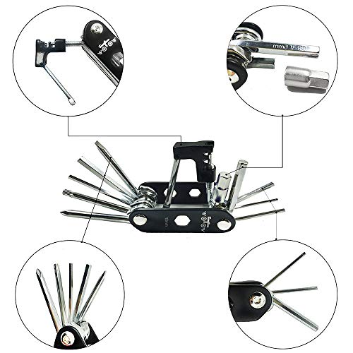 WOTOW 14 in 1 Bike Repair Tool Kit & Bike Saddle Bag - style: 14 in 1 Multitool (Black)