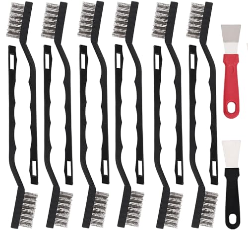 12 Pcs Mini Stainless Steel Wire Brush Set, Wire Scratch Brush - style: Stainless Steel