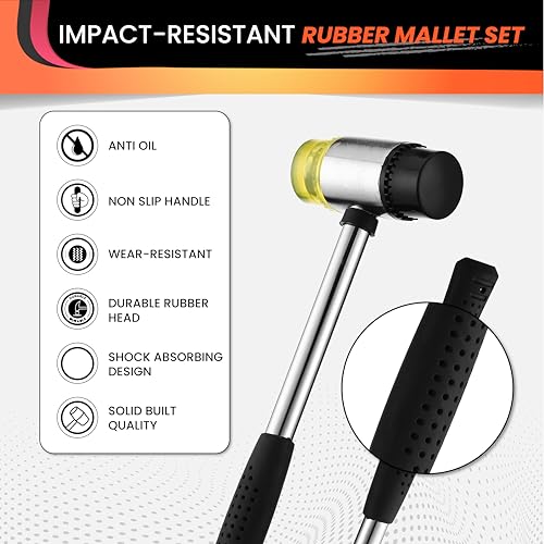 25mm Small Rubber Mallet Hammer with Dual Polyurethane & PVC Heads