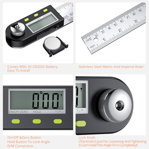 Neoteck 12 inch/30cm Stainless Steel Digital Angle Finder Protractor Ruler - size: 12 inch