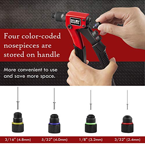NEU MASTER Rivet Gun, Pop Rivet Tool Kit with 200 Rivets & Carrying Case