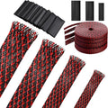 Tatuo 65.6 ft Braided Cable Sleeve Expandable Wire Sheathing(Red, Black) - color: Red, Black, size: 65.6 ft