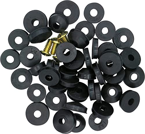 48 pc Faucet Washers and Brass Bibb Screws Assortment, Flat and Beveled Assortment DIY and Professional Repairs – Plumbing Emergencies, Worn Out Washer Replacements