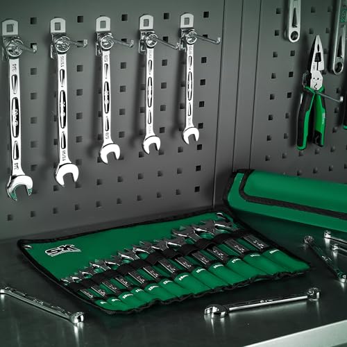 SK Combination Wrench Set, SAE 5/16''-3/4'', Metric 8-19mm, 23-Piece - size: Metric & SAE