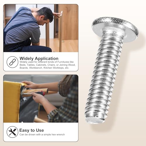 METALLIXITY Flat Head Hex Socket Cap Screws Bolts 1/4"-20x1-1/4 30Pcs - color: Silver Tone, size: 1/4"-20x1-1/4"